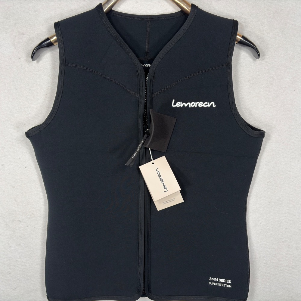 Lemorecn 3mm Neoprene Wetsuit Vest Front Zip Sleeveless Surf Dive Top Black 14